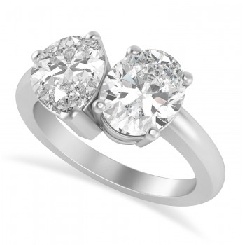 Oval/Pear Diamond Toi et Moi Ring 14k White Gold (4.50ct)