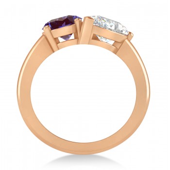 Oval/Pear Diamond & Lab Alexandrite Toi et Moi Ring 14k Rose Gold (4.50ct)