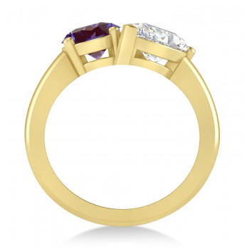 Oval/Pear Diamond & Lab Alexandrite Toi et Moi Ring 14k Yellow Gold (4.50ct)