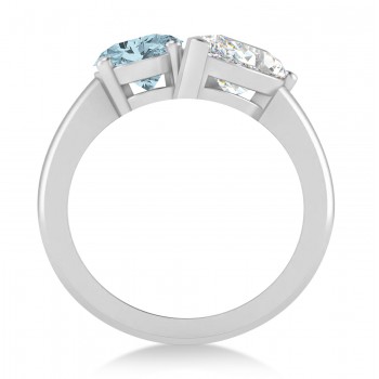 Oval/Pear Diamond & Aquamarine Toi et Moi Ring Platinum (4.50ct)