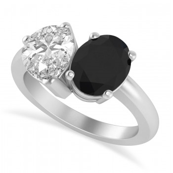 Oval/Pear Black & White Diamond Toi et Moi Ring Platinum (4.50ct)