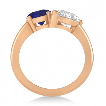 Oval/Pear Diamond & Blue Sapphire Toi et Moi Ring 14k Rose Gold (4.50ct)