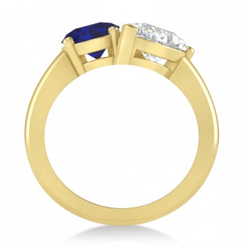 Oval/Pear Diamond & Blue Sapphire Toi et Moi Ring 14k Yellow Gold (4.50ct)