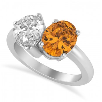 Oval/Pear Diamond & Citrine Toi et Moi Ring Platinum (4.50ct)