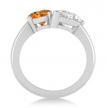 Oval/Pear Diamond & Citrine Toi et Moi Ring Platinum (4.50ct)