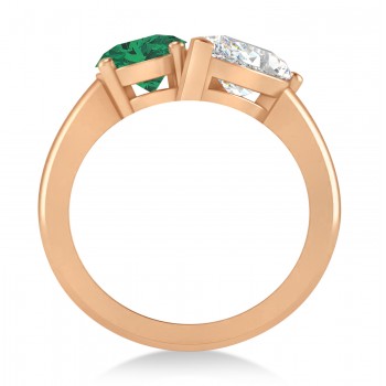 Oval/Pear Diamond & Emerald Toi et Moi Ring 18k Rose Gold (4.50ct)