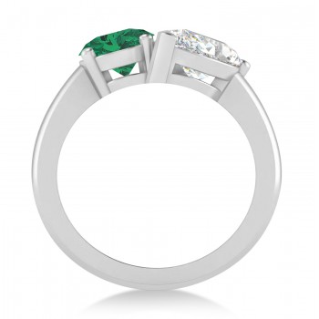 Oval/Pear Diamond & Emerald Toi et Moi Ring Platinum (4.50ct)