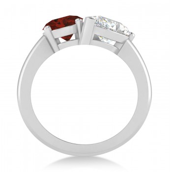 Oval/Pear Diamond & Garnet Toi et Moi Ring Platinum (4.50ct)