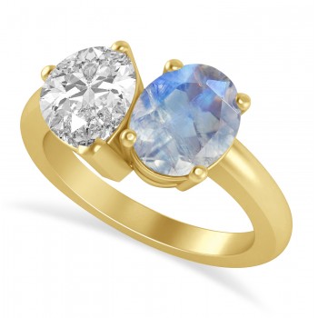 Oval/Pear Diamond & Moonstone Toi et Moi Ring 14k Yellow Gold (4.50ct)