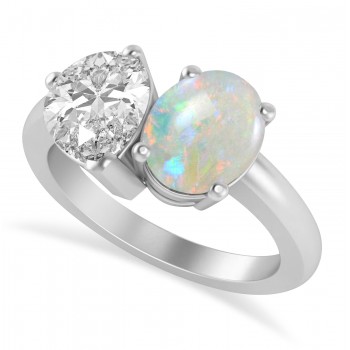 Oval/Pear Diamond & Opal Toi et Moi Ring Platinum (4.50ct)