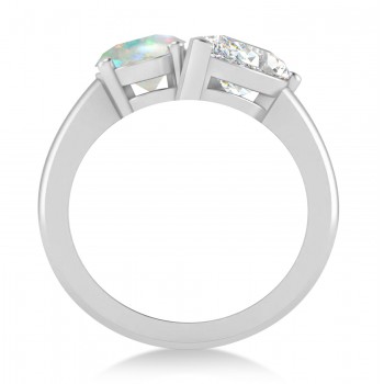 Oval/Pear Diamond & Opal Toi et Moi Ring Platinum (4.50ct)