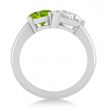 Oval/Pear Diamond & Peridot Toi et Moi Ring Platinum (4.50ct)