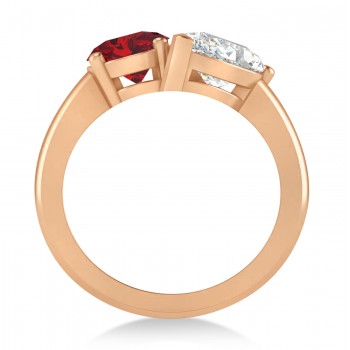 Oval/Pear Diamond & Ruby Toi et Moi Ring 14k Rose Gold (4.50ct)