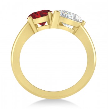 Oval/Pear Diamond & Ruby Toi et Moi Ring 18k Yellow Gold (4.50ct)