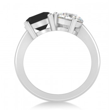 Round/Pear Black & White Diamond Toi et Moi Ring Platinum (4.00ct)