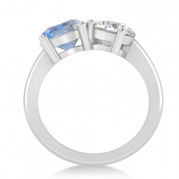 Round/Pear Diamond & Moonstone Toi et Moi Ring Platinum (4.00ct)