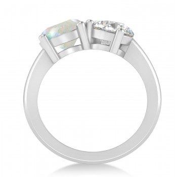 Round/Pear Diamond & Opal Toi et Moi Ring 18k White Gold (4.00ct)