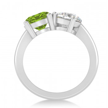 Round/Pear Diamond & Peridot Toi et Moi Ring Platinum (4.00ct)