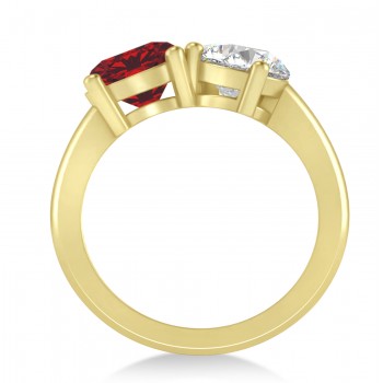 Round/Pear Diamond & Ruby Toi et Moi Ring 14k Yellow Gold (4.00ct)