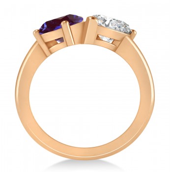 Pear/Pear Diamond & Lab Alexandrite Toi et Moi Ring 14k Rose Gold (4.00ct)