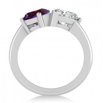 Pear/Pear Diamond & Lab Alexandrite Toi et Moi Ring 14k White Gold (4.00ct)