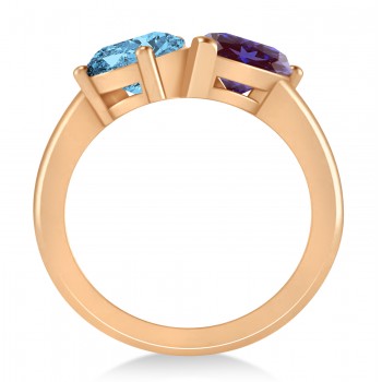 Pear/Pear Lab Alexandrite & Blue Topaz Toi et Moi Ring 14k Rose Gold (4.00ct)