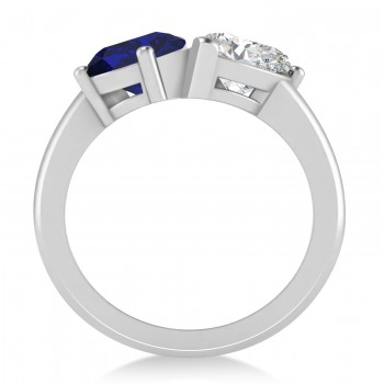 Pear/Pear Diamond & Blue Sapphire Toi et Moi Ring 14k White Gold (4.00ct)