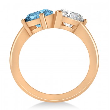 Pear/Pear Diamond & Blue Topaz Toi et Moi Ring 14k Rose Gold (4.00ct)