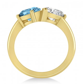 Pear/Pear Diamond & Blue Topaz Toi et Moi Ring 14k Yellow Gold (4.00ct)