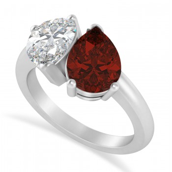 Pear/Pear Diamond & Garnet Toi et Moi Ring Platinum (4.00ct)