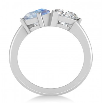 Pear/Pear Diamond & Moonstone Toi et Moi Ring Platinum (4.00ct)