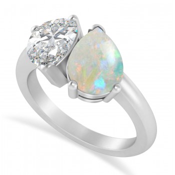 Pear/Pear Diamond & Opal Toi et Moi Ring Platinum (4.00ct)