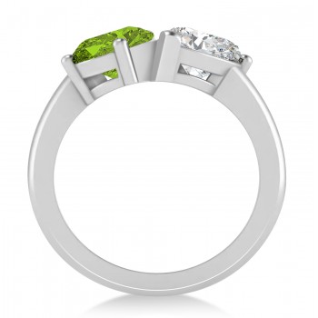 Pear/Pear Diamond & Peridot Toi et Moi Ring Platinum (4.00ct)