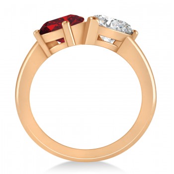 Pear/Pear Diamond & Ruby Toi et Moi Ring 14k Rose Gold (4.00ct)