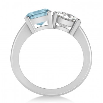 Emerald/Round Diamond & Aquamarine Toi et Moi Ring 18k White Gold (4.50ct)