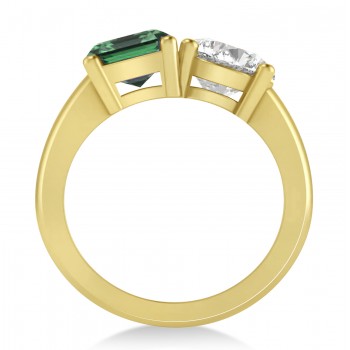 Emerald/Round Diamond & Emerald Toi et Moi Ring 14k Yellow Gold (4.50ct)