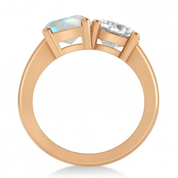 Emerald/Round Diamond & Opal Toi et Moi Ring 14k Rose Gold (4.50ct)