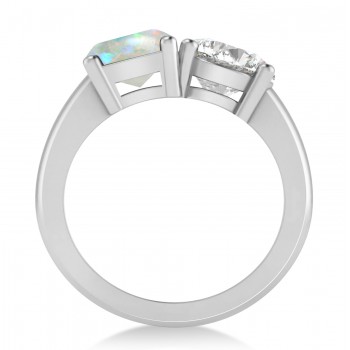 Emerald/Round Diamond & Opal Toi et Moi Ring Platinum (4.50ct)