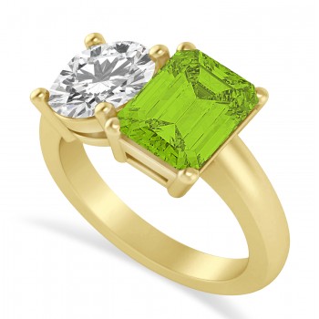 Emerald/Round Diamond & Peridot Toi et Moi Ring 18k Yellow Gold (4.50ct)