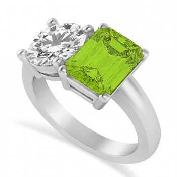 Emerald/Round Diamond & Peridot Toi et Moi Ring Platinum (4.50ct)