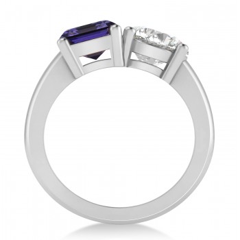 Emerald/Round Diamond & Tanzanite Toi et Moi Ring Platinum (4.50ct)