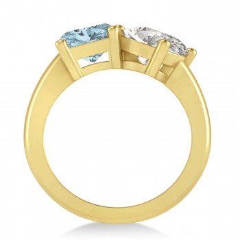 Emerald/Oval Diamond & Aquamarine Toi et Moi Ring 14k Yellow Gold (5.50ct)