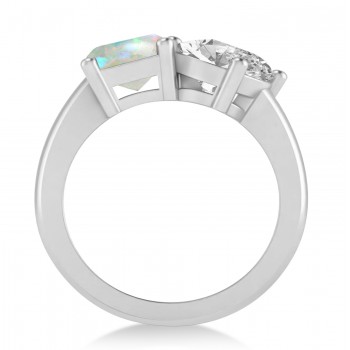 Emerald/Oval Diamond & Opal Toi et Moi Ring 18k White Gold (5.50ct)