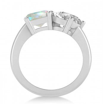 Emerald/Oval Diamond & Opal Toi et Moi Ring Platinum (5.50ct)