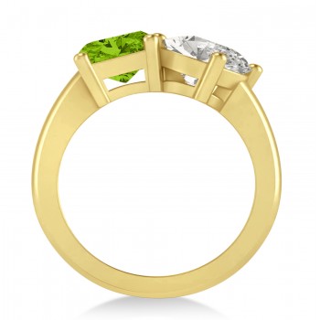 Emerald/Oval Diamond & Peridot Toi et Moi Ring 18k Yellow Gold (5.50ct)