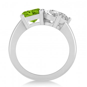 Emerald/Oval Diamond & Peridot Toi et Moi Ring Platinum (5.50ct)