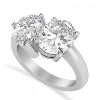 Pear/Oval Diamond Toi et Moi Ring 14k White Gold (6.00ct)