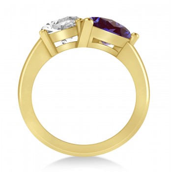 Pear/Oval Diamond & Lab Alexandrite Toi et Moi Ring 14k Yellow Gold (6.00ct)