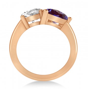 Pear/Oval Diamond & Lab Alexandrite Toi et Moi Ring 18k Rose Gold (6.00ct)