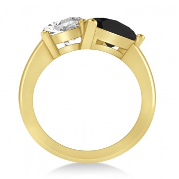 Pear/Oval Black & White Diamond Toi et Moi Ring 14k Yellow Gold (6.00ct)